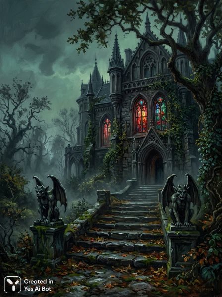 Заброшенный особняк в готическом стиле: мрачная красота и тайны прошлого. Генерация из нейросети Нано Банана