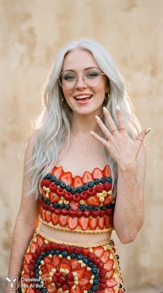 Ягодный шик: нежная красота в стиле фэшн-арта. Изображение из нейросети Нано Банана