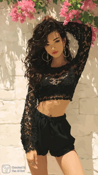 Летний образ богемной красавицы в солнечном дворике. Нейронная сеть Миджорни