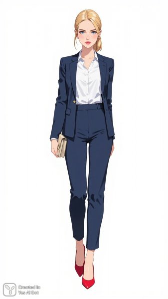 Элегантный образ современной деловой женщины в стиле акварели. Изображение из нейронной сети Flux