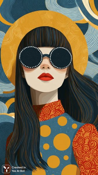 Яркий портрет современной женщины в стилизованной иллюстрации. Генерация из нейросети Midjourney