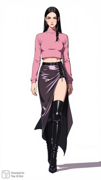 Городской шик: смелое сочетание уличного стиля и высокой моды на белом фоне. Картинка из нейронной сети Flux Ai