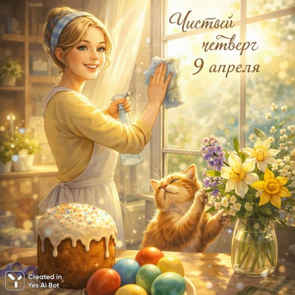 Светлый Чистый Четверг: ожидание Пасхи и домашний уют. Нейросеть Sora Images
