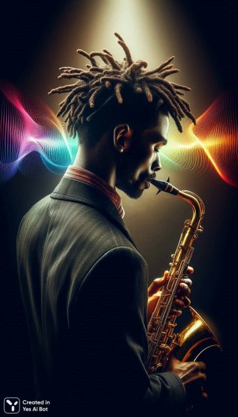 Джазовый музыкант: страсть и отражение звука в красках. Изображение из нейросети Dalle