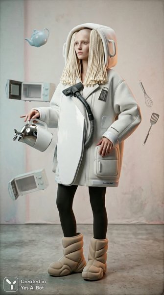 Необычный гардероб: бытовая техника в образе высокой моды и сюрреализма. Генерация из нейросети Нано Банана