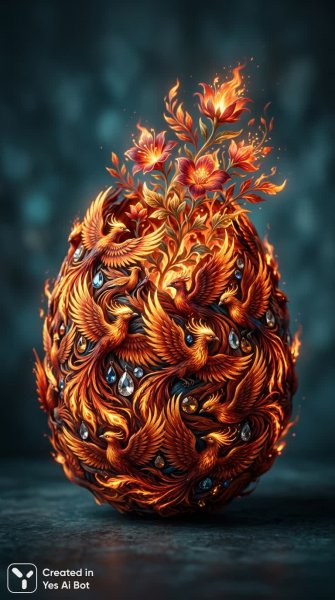 Яйцо из жар-птиц: сказочная красота в деталях студийной фотографии. Нейросеть Нано Банана