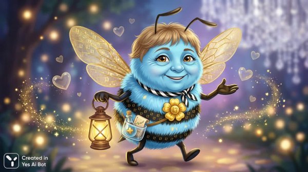 Голубой шмель – символ энергии, лидерства и поддержки для раскрытия потенциала. Картинка из нейронной сети Nano Banana