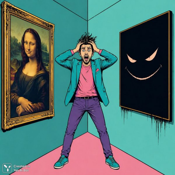 Выбор между классикой и авангардом: крик современного человека в ярких тонах. Картинка из нейросети Sora Image