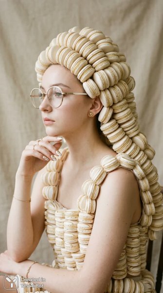 Подробнее о "Сладкий образ: концептуальная мода и нежность макаронс. Изображение из нейронной сети NanoBanana"