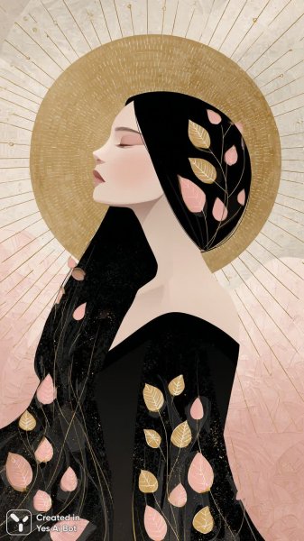 Восточная элегантность: стилизованный портрет в стиле ар-деко с золотыми акцентами и мягким светом. Изображение из нейронной сети Миджорни