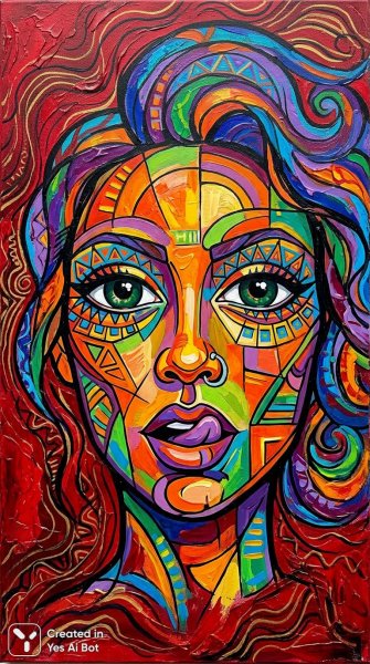Яркий портрет: геометрия лиц и буйство красок в абстракции. Изображение из нейронной сети Nano Banana
