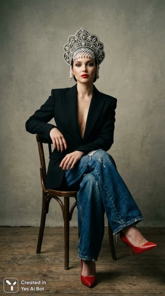 Роскошь и традиции: смелый образ современной русской женщины. Изображение из нейросети Nano Banana
