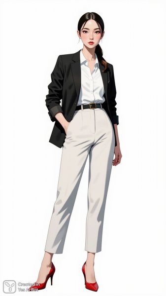 Элегантный образ: деловой стиль с акцентом на детали. Картинка из нейронной сети Flux Ai