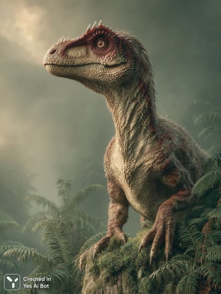 Дилофозавр: грозный владыка древней юрской эпохи и первобытного мира в реалистичном изображении. Картинка из нейросети Midjourney