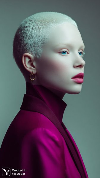 Альбино в неоновых тонах: портрет высокой моды и безупречной элегантности. Генерация из нейросети Миджорни