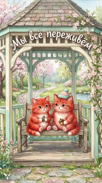 Котята в парке: нежная акварель и уютные моменты. Генерация из нейронной сети NanoBanana