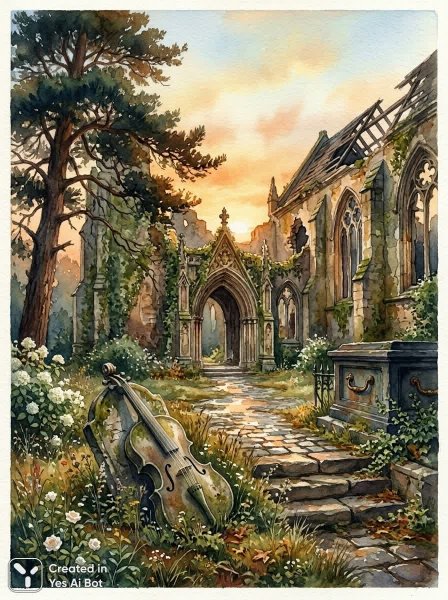 Заброшенный уголок: симфония камня, зелени и увядания во времени. Генерация из нейросети Nano-Banana