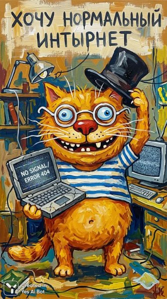 Оранжевый кот с ноутбуком и забавным выражением лица. Картинка из нейронной сети NanoBanana