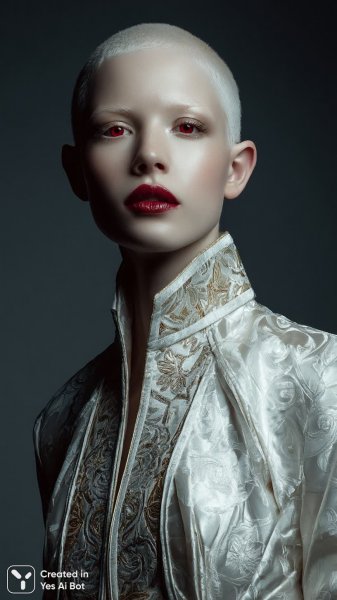 Альбино с огненным взглядом: готический шик и авангардная мода. Изображение из нейросети Миджорни