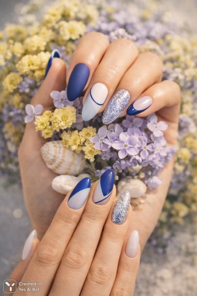 Элегантный маникюр с цветами и нежным акцентом. Генерация из нейросети Sora images Ai