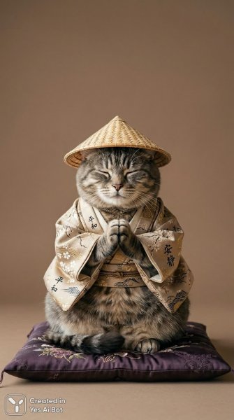 Мудрый кот в кимоно: медитация и традиции. Генерация из нейронной сети NanoBanana