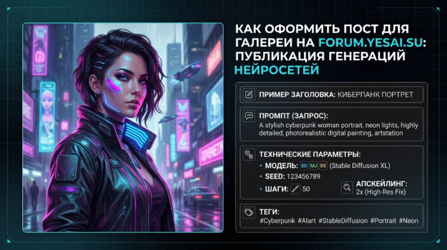 Как оформить пост для галереи на forum.yesai.su: публикация генераций нейросетей