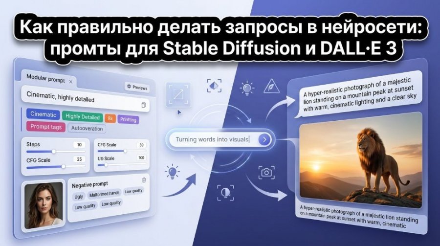 Как правильно делать запросы в нейросети: промты для Stable Diffusion и DALL·E 3