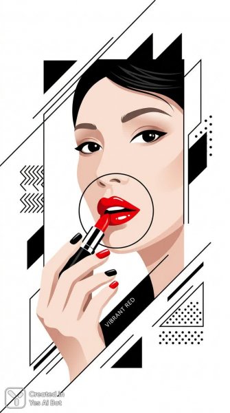 Яркие губы и минимализм: безупречный макияж в стиле графики. Картинка из нейросети Нано Банана