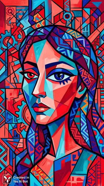 Яркий портрет: геометрия, асимметрия и цифровое искусство в стиле кубизма. Изображение из нейросети Nano Banana