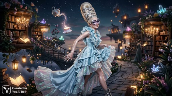 Невероятная красота в стиле киберпанк и барокко. Нейросеть Nano Banana