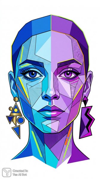 Лицо в цвете: современный арт-портрет с акцентом на детали и геометрию. Нейронная сеть Нано Банана
