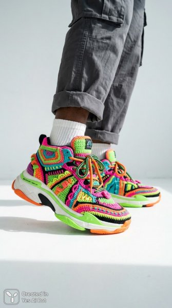 Яркие кроше sneakers: смелый дизайн и уличный стиль в деталях. Генерация из нейронной сети Нано Банана