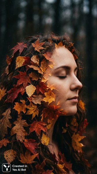 Осень в лице: мечтательное смешение красоты и природы в фотоискусстве. Нейронная сеть Нано Банана