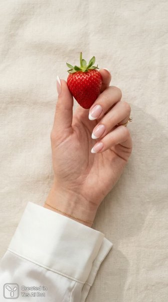 Изысканная красота: клубника и французский маникюр. Картинка из нейросети Нано Банана