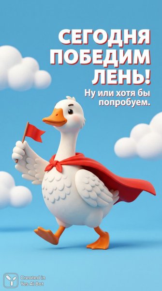Гусь-супергерой: Бой с ленью начинается сегодня!. Изображение из нейросети Nano-Banana