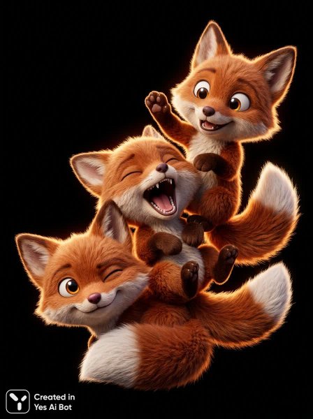Забавные лисята: игривый 3D рендер в стиле Pixar с ультрадетализацией и яркими цветами. Картинка из нейронной сети Nano Banana