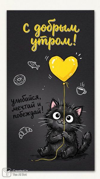 Утро с милым котенком и воздушным шариком. Нейронная сеть Нано Банана