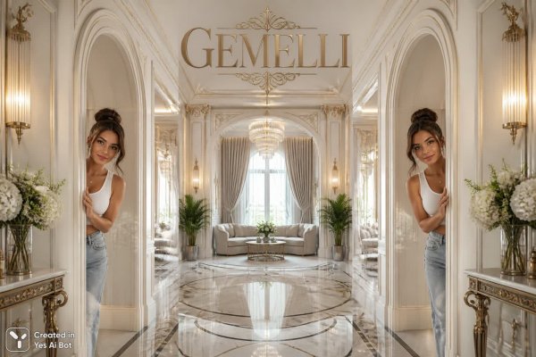Близнецы в неоклассике: элегантность и современный стиль интерьера GEMELLI. Изображение из нейросети Sora images Ai