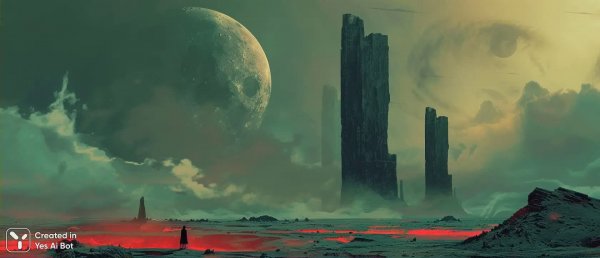 Красный песок и двойные луны: эпический пейзаж неизведанной планеты. Генерация из нейросети Миджорни