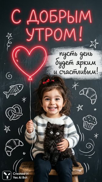 Утро с котенком и воздушным шаром. Нейронная сеть Nano Banana