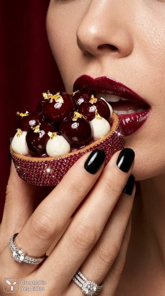 Изысканный десерт: роскошь в каждом блике и оттенке. Картинка из нейросети NanoBanana