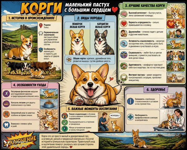 Корги: очаровательный пастух с богатой историей и уникальными качествами. Картинка из нейросети Sora images Ai