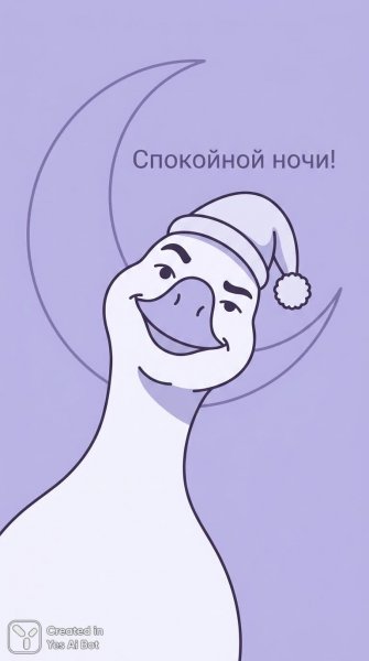 Утиный портрет в стиле минимализм: спокойная ночь и сладкие сны. Нейросеть Nano Banana