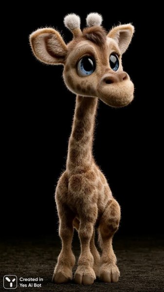 Милый детеныш жираф в стиле Pixar. Нейросеть Midjourney