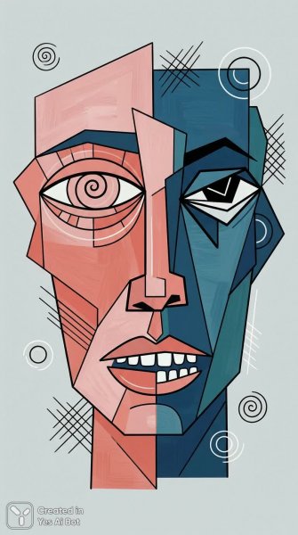 Лицо в стиле кубизма: игра цвета и геометрии. Изображение из нейронной сети Нано Банана