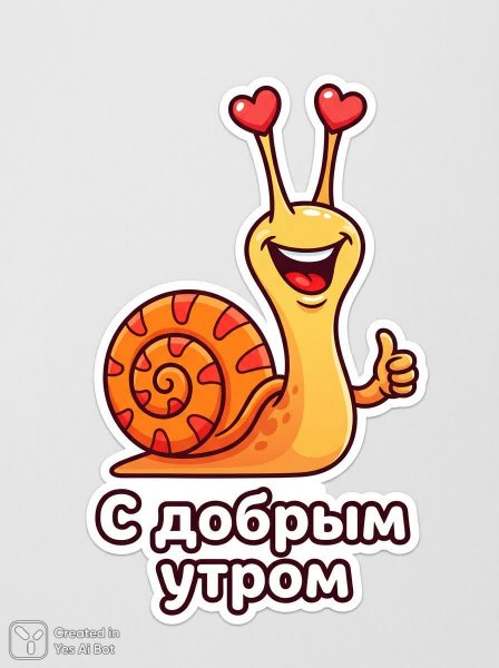 Весёлый утренний улитка: милый мультяшный персонаж с большим улыбающимся ртом и поднятым вверх большим пальцем. Картинка из нейронной сети Nano-Banana