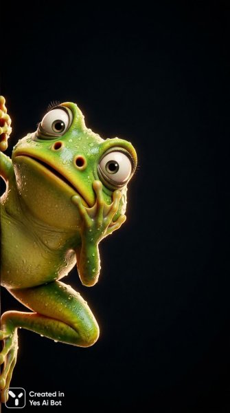 Забавный лягушонок: удивлённая реакция и яркий дизайн. Генерация из нейросети NanoBanana