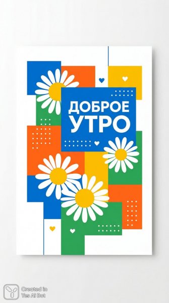 Геометрическое утро с цветами и яркими блоками. Картинка из нейронной сети Нано Банана
