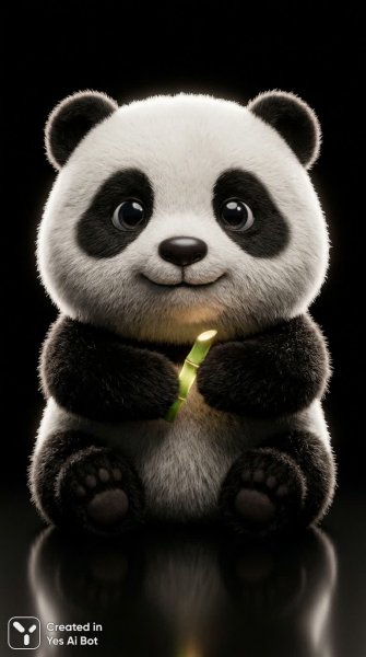 Милый панда с бамбуком: очаровательный 3D рендер. Изображение из нейронной сети NanoBanana