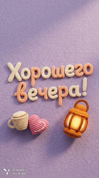 Уютная поздравительная открытка ручной работы с вязаными деталями и надписью. Картинка из нейронной сети Нано Банана